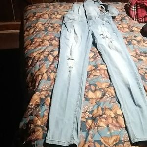 Skinny leg destressed jumper